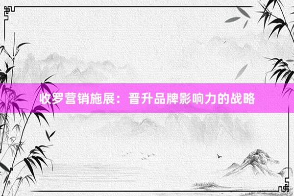 收罗营销施展：晋升品牌影响力的战略
